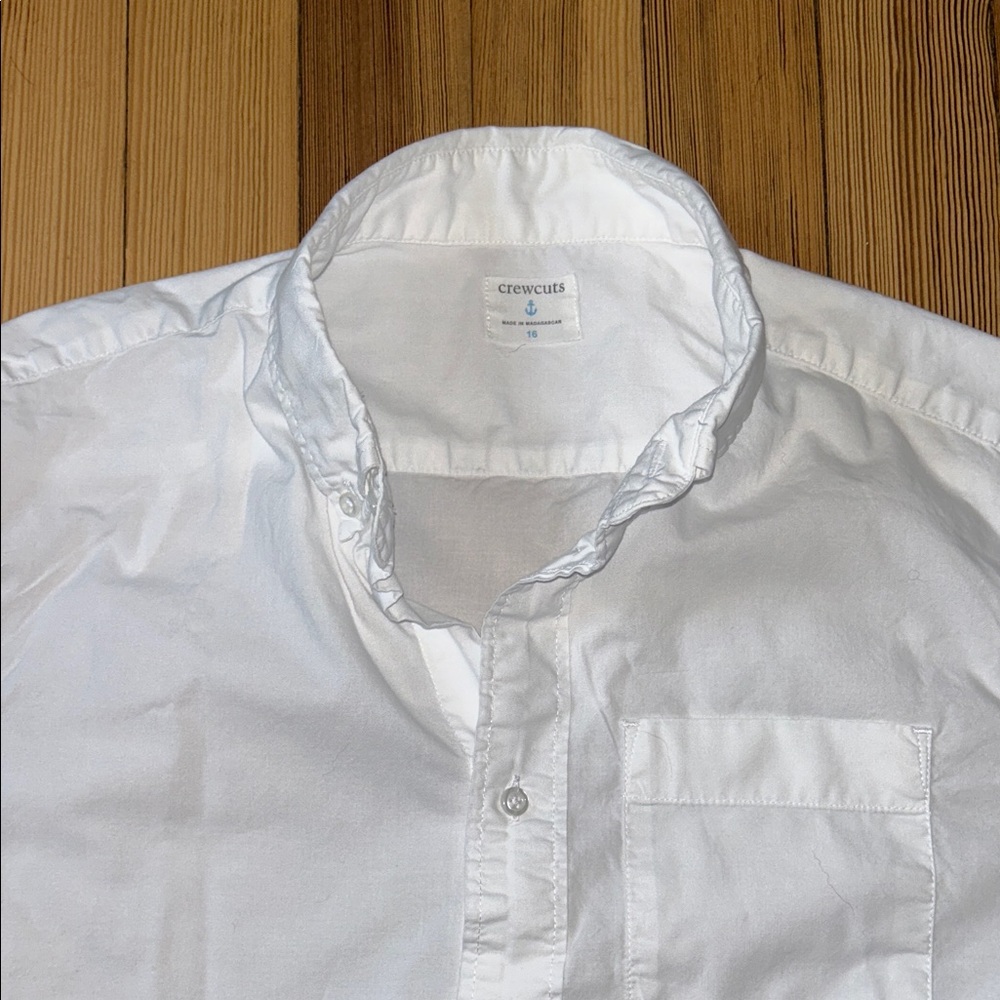 Boys White J.Crew Crewcuts Short Sleeve Button Down Shirt 16